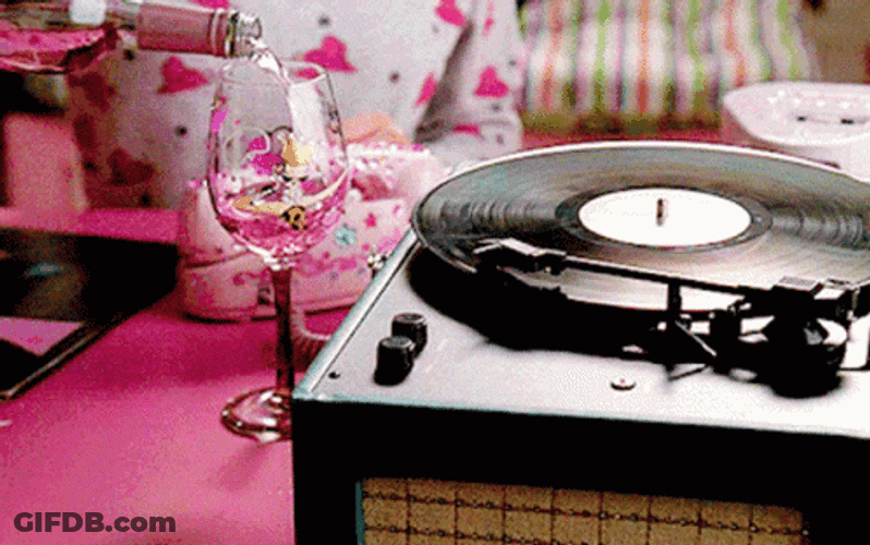 Glee Rachel Berry Drinking With Broken Record GIF