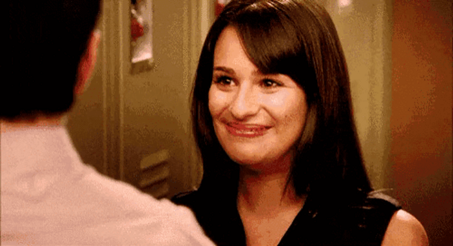 Glee Stars Giving Big Smiles At Each Other GIF