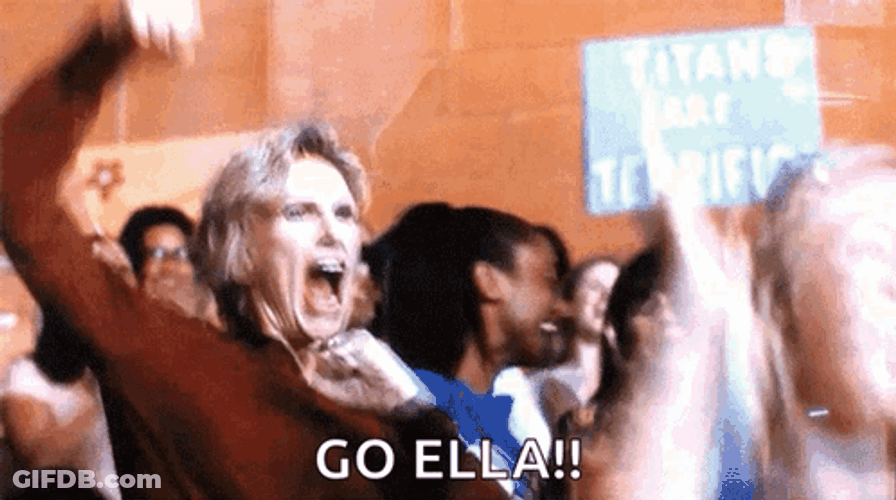 Glee Sue Sylvester Crow Cheering Go Ella GIF