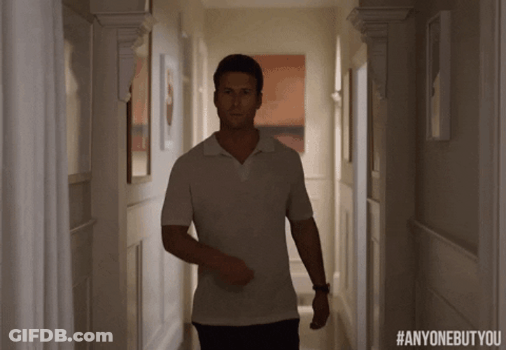 Glen Powell Approaching Anyone But You GIF