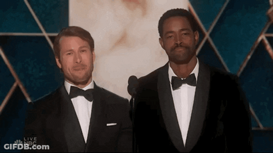Glen Powell Chiwetel Ejiofor Golden Blobes GIF