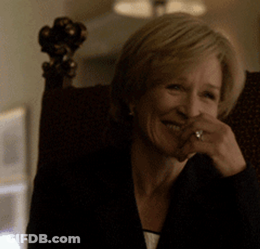 Glenn Close Snickering GIF