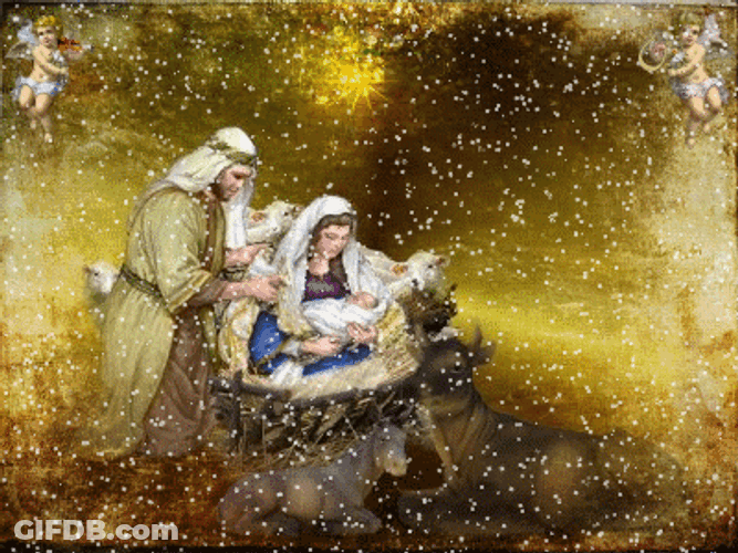 Glimmering Nativity Of Jesus Christ Illustration GIF