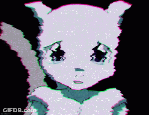 Glitch Effect Sad Cartoon Character GIF