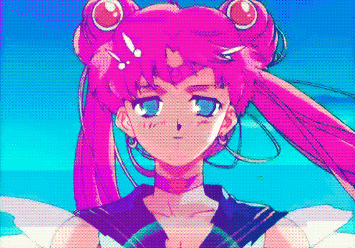 Glitch Sailor MoonPretty Sailor Moon With Pink Hair Glitching. GIF