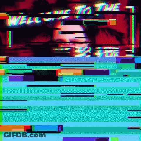 Glitch Screen Man's Face Welcome To The Party GIF