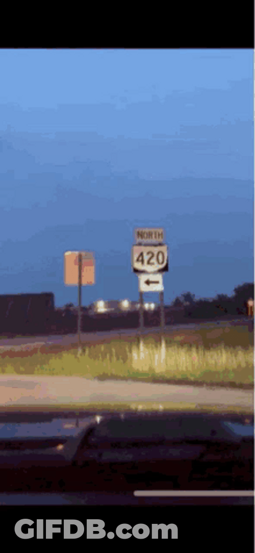 Glitching 420 Street Sign GIF