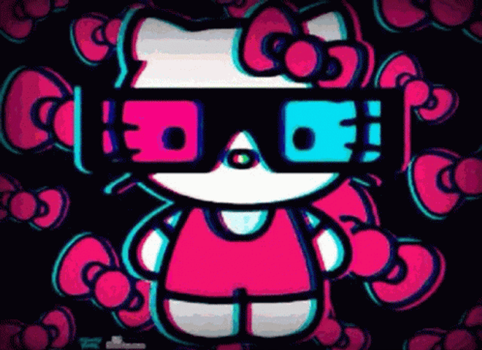 Glitching Hello Kitty GIF