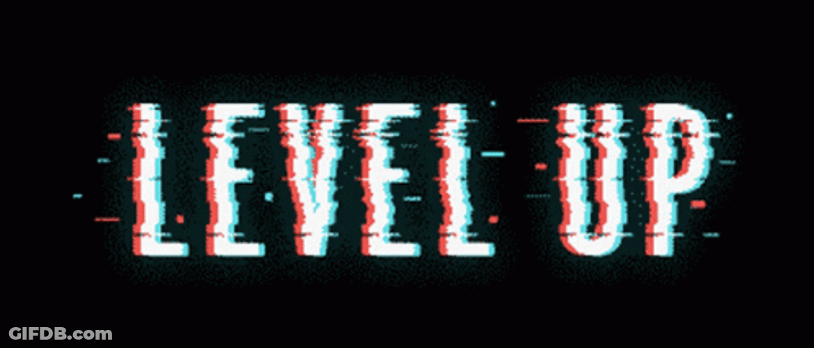 Glitchy Level Up Black And White GIF