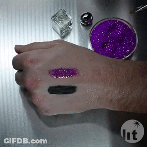 Glitter Hand Makeup Test GIF