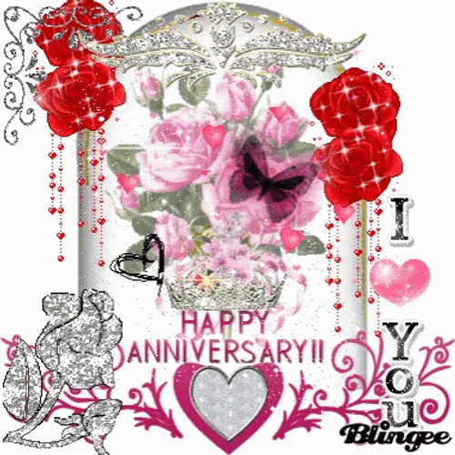 Glitter Happy Anniversary I Heart You GIF