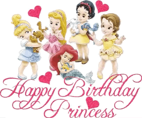 Glitter Happy Birthday Disney Princesses GIF