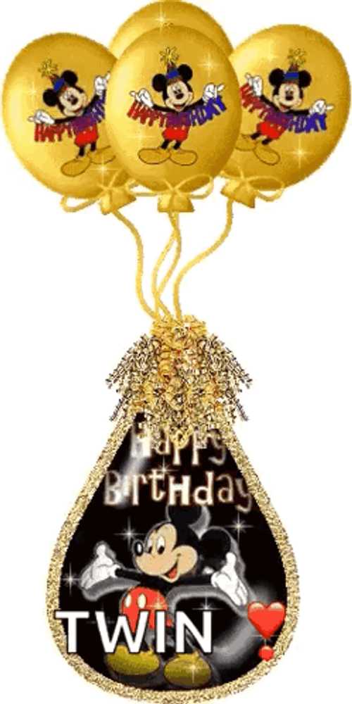 Glitter Happy Birthday Micky Mouse Balloons GIF