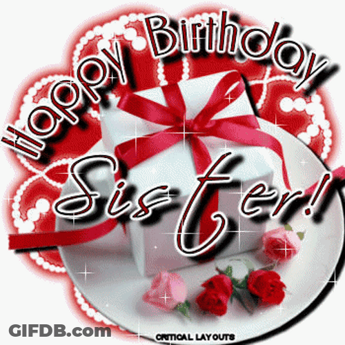 Glitter Happy Birthday Sister Gift GIF