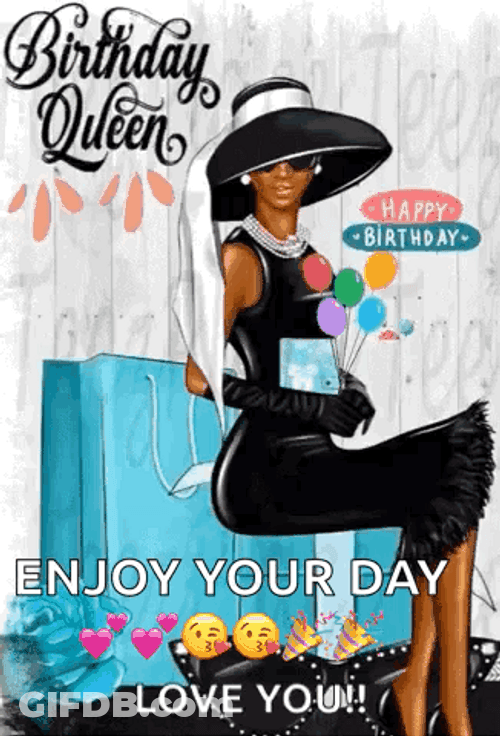 Glitter Happy Birthday Sister Queen GIF