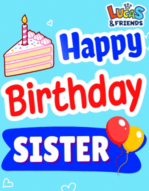 Glitter Happy Birthday Sister Slice Of Cake GIF