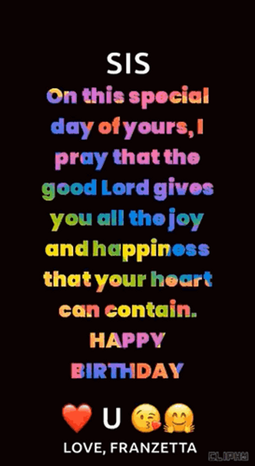 Glitter Happy Birthday Sister Special Message GIF