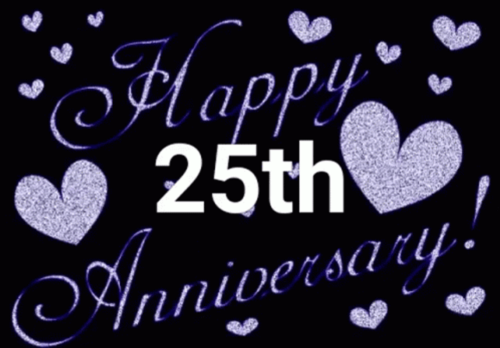 Glitter Hearts Happy 25Th Anniversary GIF