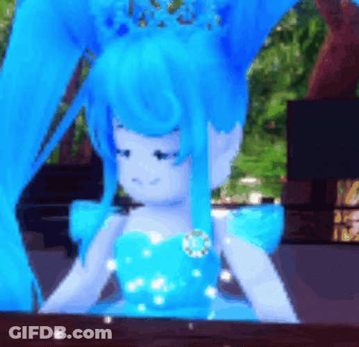 Glittering Blue Roblox Girl Shaking Head GIF