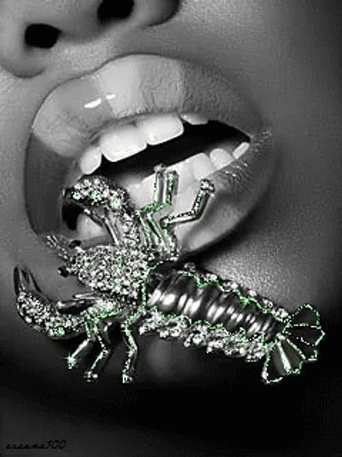 Glittering Scorpion  Crawling On Mouth GIF