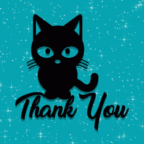 Glittery Blue Thank You Cat GIF