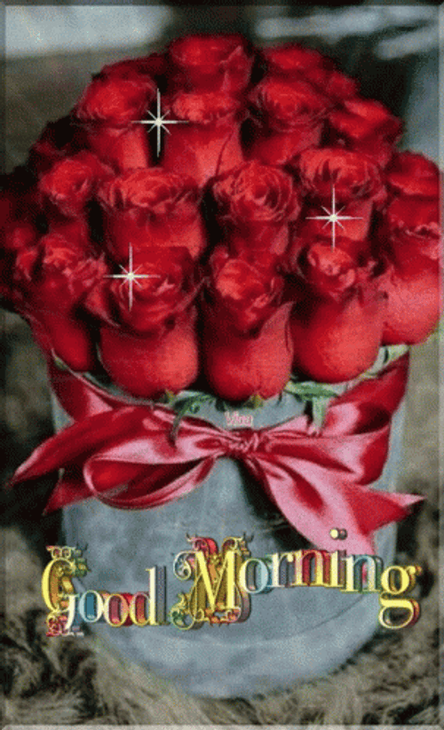 Glittery Good Morning Roses Bouquet GIF