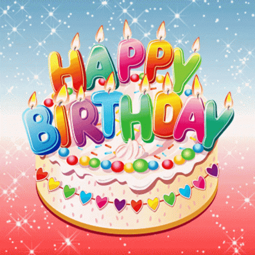 Glittery Happy Birthday Cake GIF
