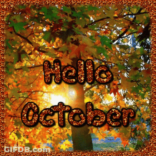 Glittery Hello October Fall Theme GIF