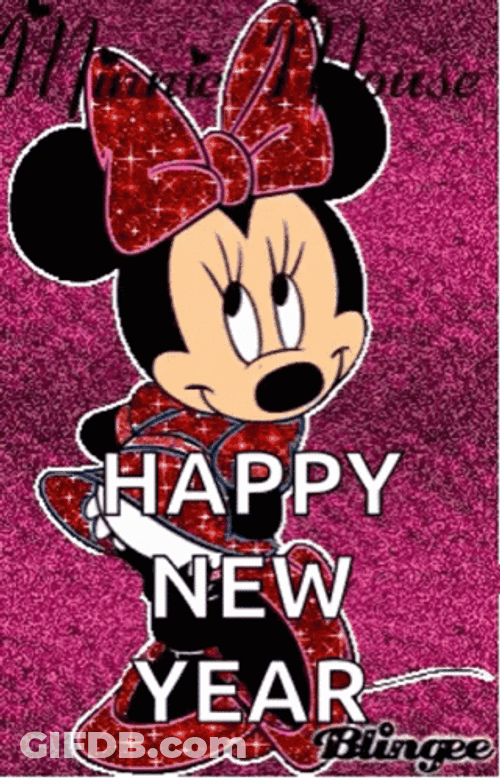 Glittery Minnie Mouse Disney Happy Birthday GIF