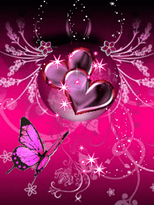 Glittery Pink Butterflies GIF