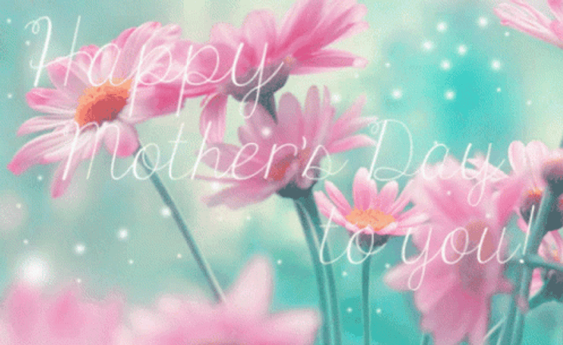 Glittery Pink Flower Animation Happy Mother Day GIF