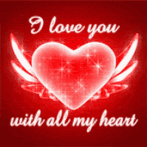 Glittery Red Heart You With All My Heart GIF