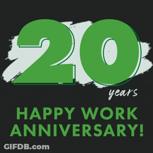 Glitzy Happy Work Anniversary 20 Years GIF