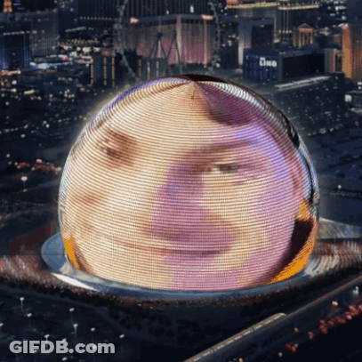 Globe With Man Face And Cine GIF