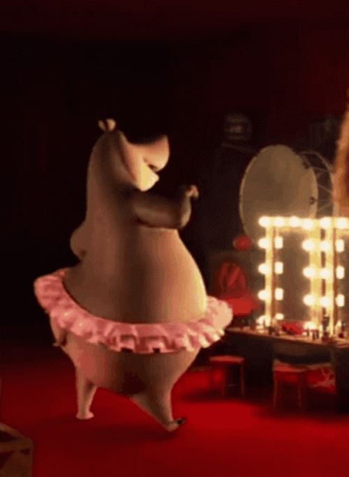 Gloria The Hippo Dancing In Front Of Mirror GIF