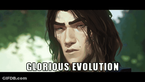Glorious Evolution Painting Of Man With Long Hair GIF