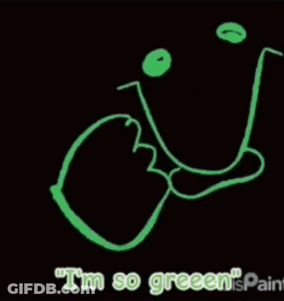 Glow In The Dark Frog Saying I'm So Green GIF