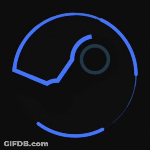 Glowing And Rotating Steam Logo GIF