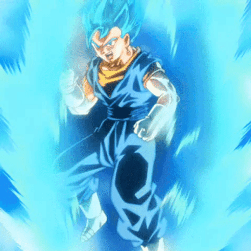 Glowing Blue Super Saiyan Vegito GIF