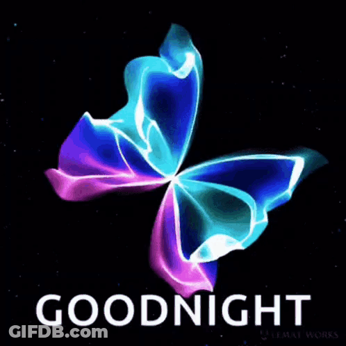 Glowing Butterfly Saying Goodnight GIF