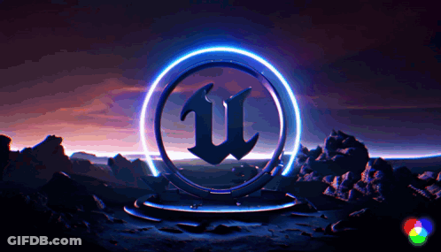 Glowing Circle With Letter U GIF