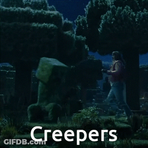 Glowing Creeper With Creepers Above GIF