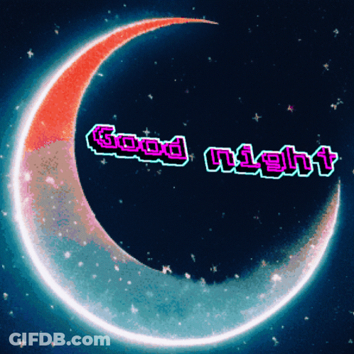 Glowing Crescent Moon Good Night GIF