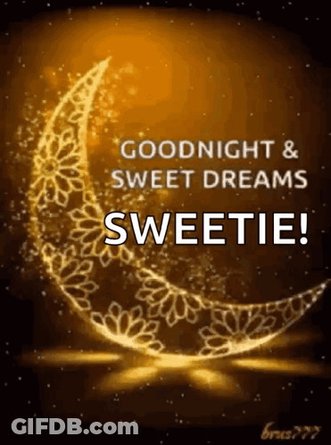 Glowing Crescent Moon Goodnight Sweetie GIF