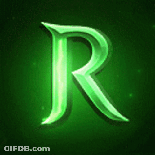 Glowing Green Letter R GIF