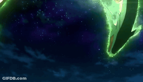 Glowing Green Whale Under Starry Sky GIF