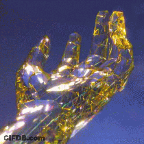 Glowing Hand On Blue Background GIF
