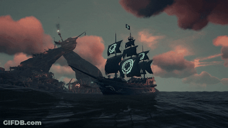 Glowing Jolly Roger At Night GIF