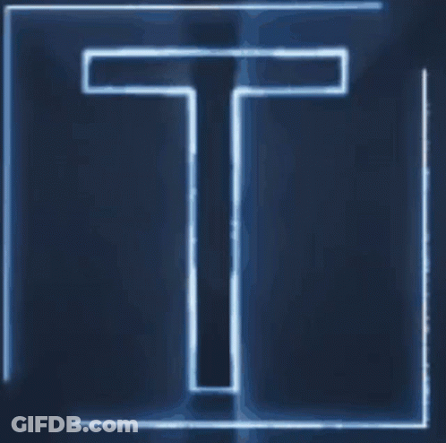 Glowing Letter T On Blue Background GIF