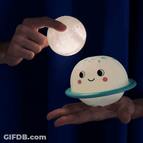 Glowing Moon Sharing Light To Saturn GIF